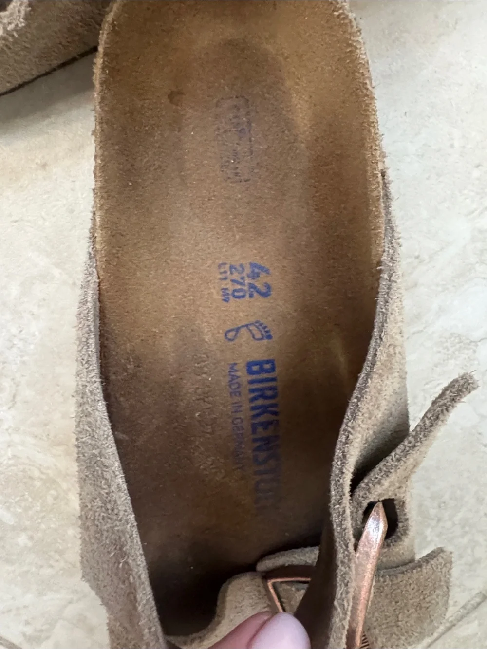 Birkenstock mens Arizona Suede Sandals in Taupe Brown
